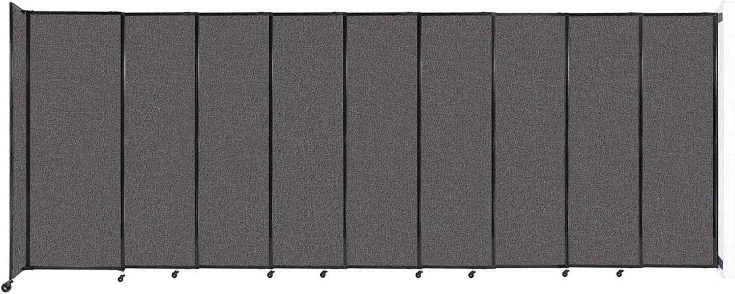 Wall-Mounted Sliding StraightWall Room Divider | Adjustable Widths | Locking Wheels | Room Separator | Up to 19'9" Wide x 7'6" Tall Charcoal Gray Fabric Panels