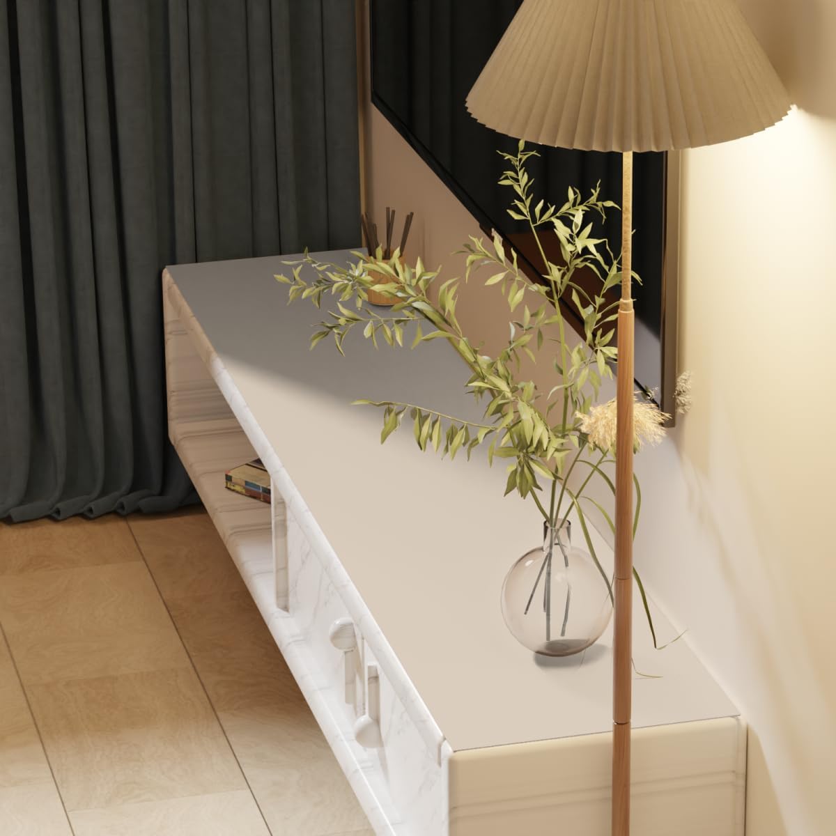 Vanity Cover Top Protector - Can Be Used On Both Sides Waterproof and Easy to Clean Good Flatness Used for Dresser Table(Off White+Light Gray 10x60)