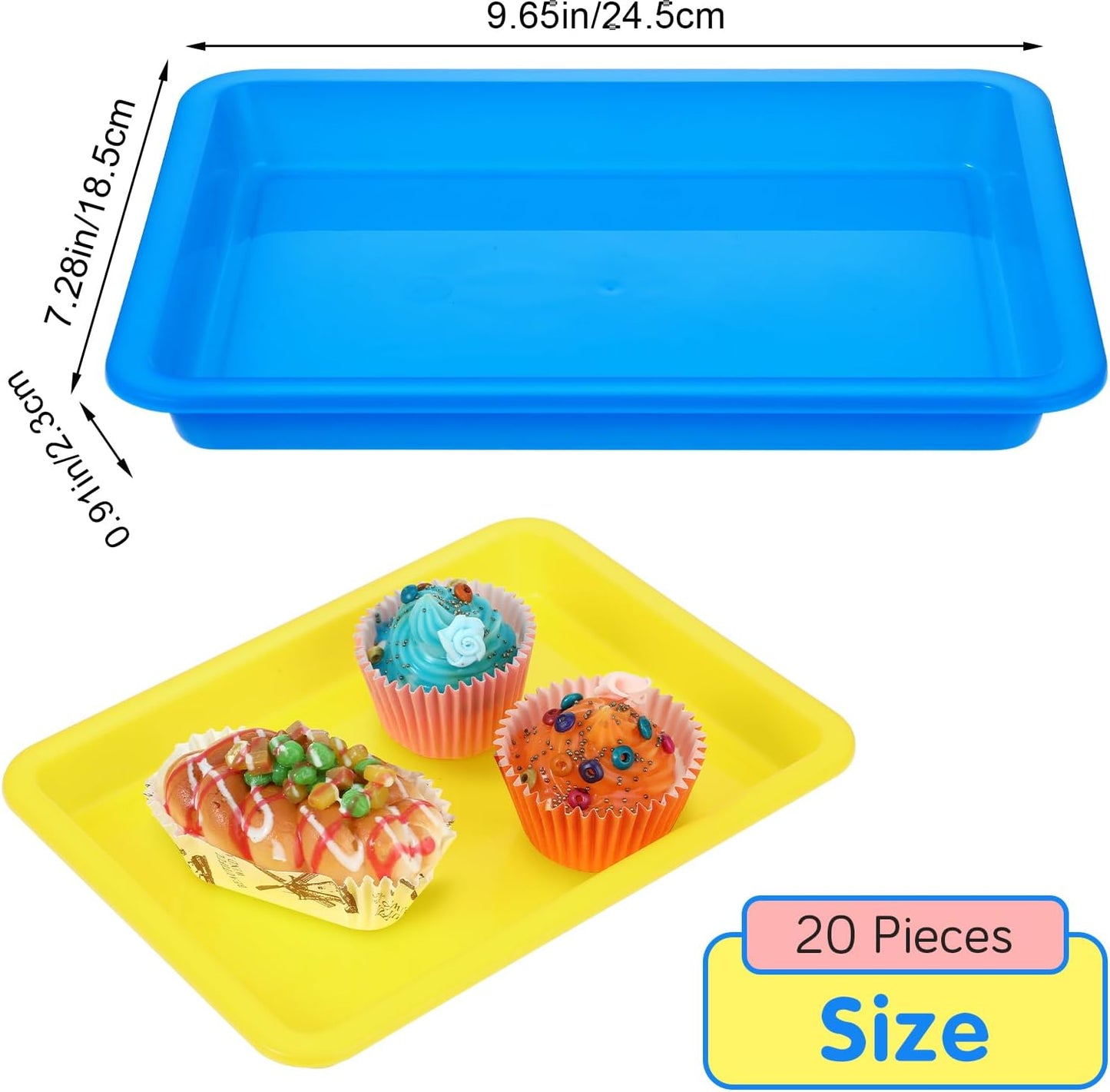 20-Piece Plastic Art Trays - Stackable Sand & Paint Mixing Trays, Multicolor Sensory Craft Organizer, Kids DIY Bead Painting Projects (5 Colors, 9.65 x 7.28 x 0.9 Inch)