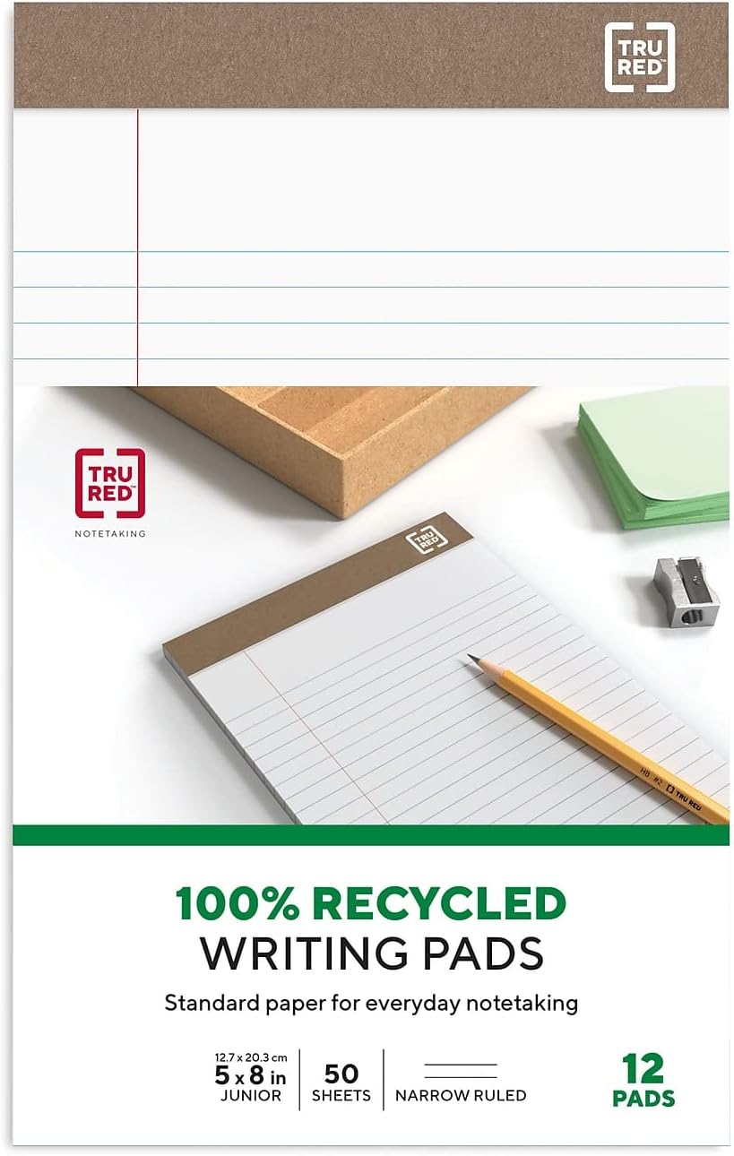 STAPLES 491461 Notepads 5-Inch x 8-Inch Narrow White 50 Sheets/Pad 12 Pads/PK (18592STP)