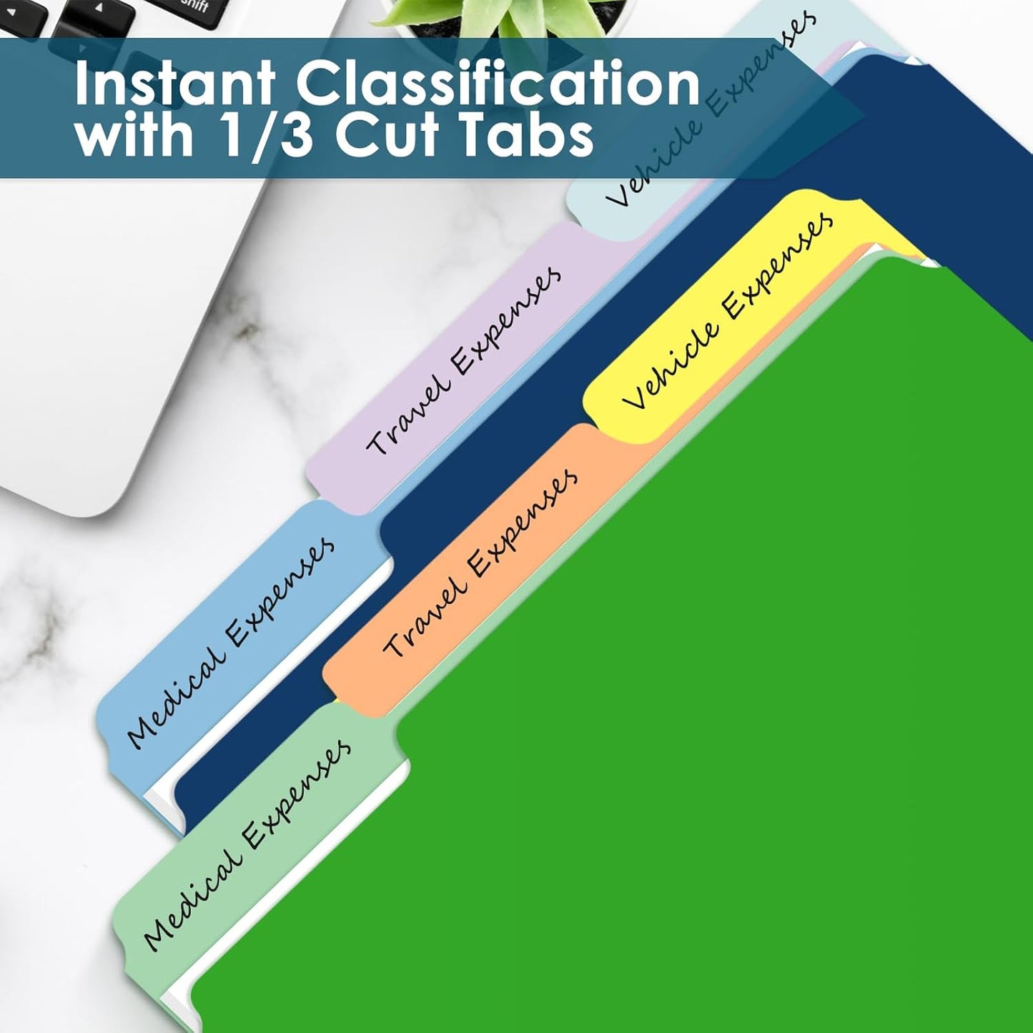 WEMEMORN 120 Pack Two Tone Color File Folders 8.5 x 11 Inch, 1/3 Cut Tab File Folders Letter Size, Assorted Colors, 10 Color File Folder, School Business Office Home Folders for Document Organization