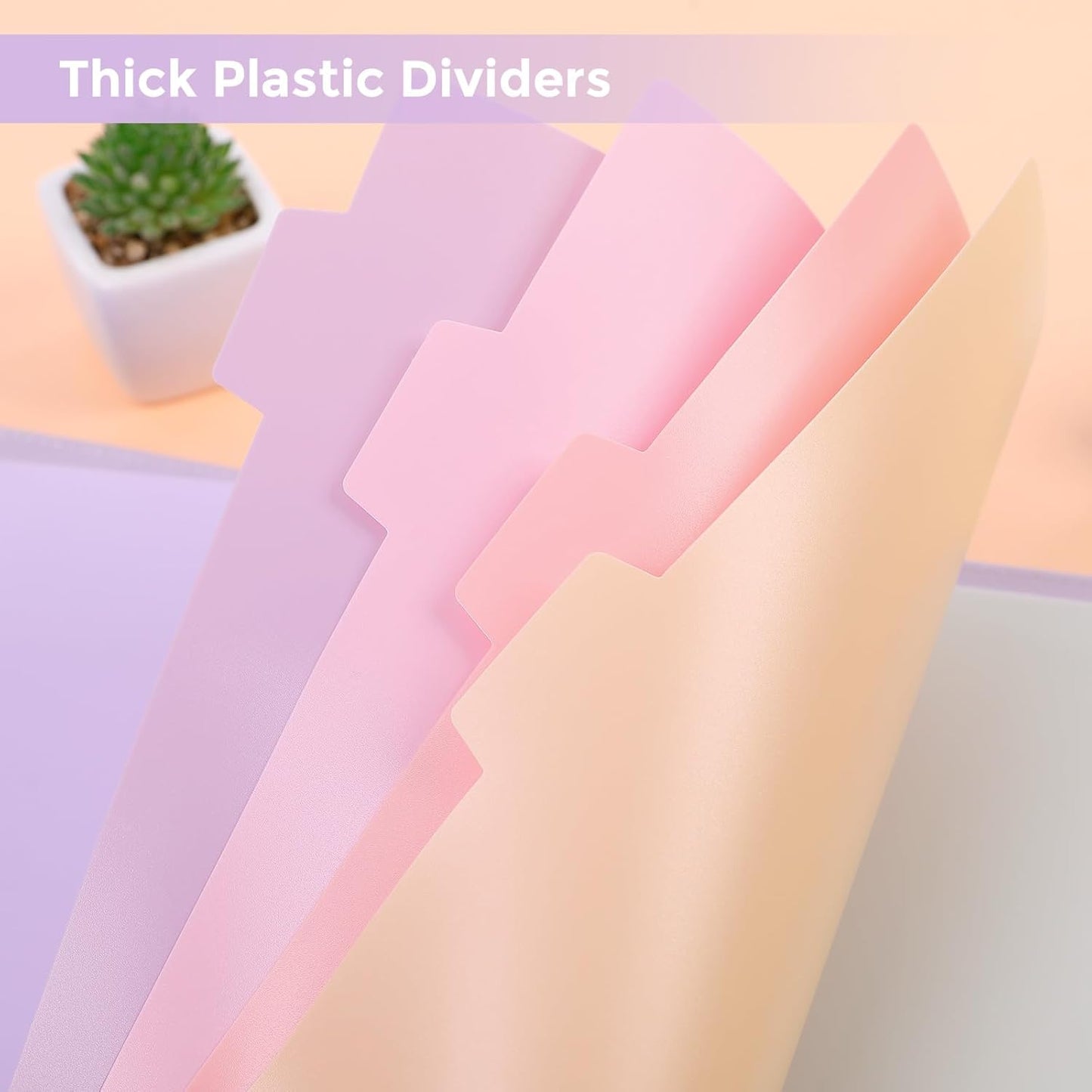 SKYDUE Durable Plastic 8-Tab Dividers, Big Tab Dividers for 3 Ring Binder, Write&Erase 3 Ring Binder Dividers with Tabs,with Sticker Labels, 1 Set, Pastel Color (Purple)