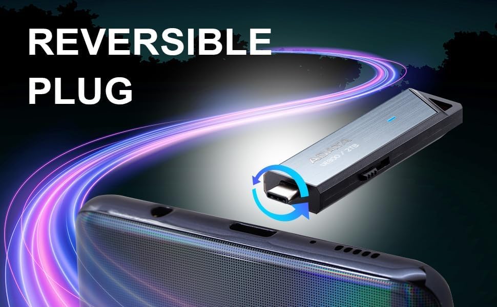 ADATA Elite UE800 2TB USB Type-C USB 3.2 Gen2 Flash Drive Portable SSD Up to 1000MB/s Read/Write (AELI-UE800-2T-CSG), Compatible with iPhone 15 Pro Series/Android/Playstation 5