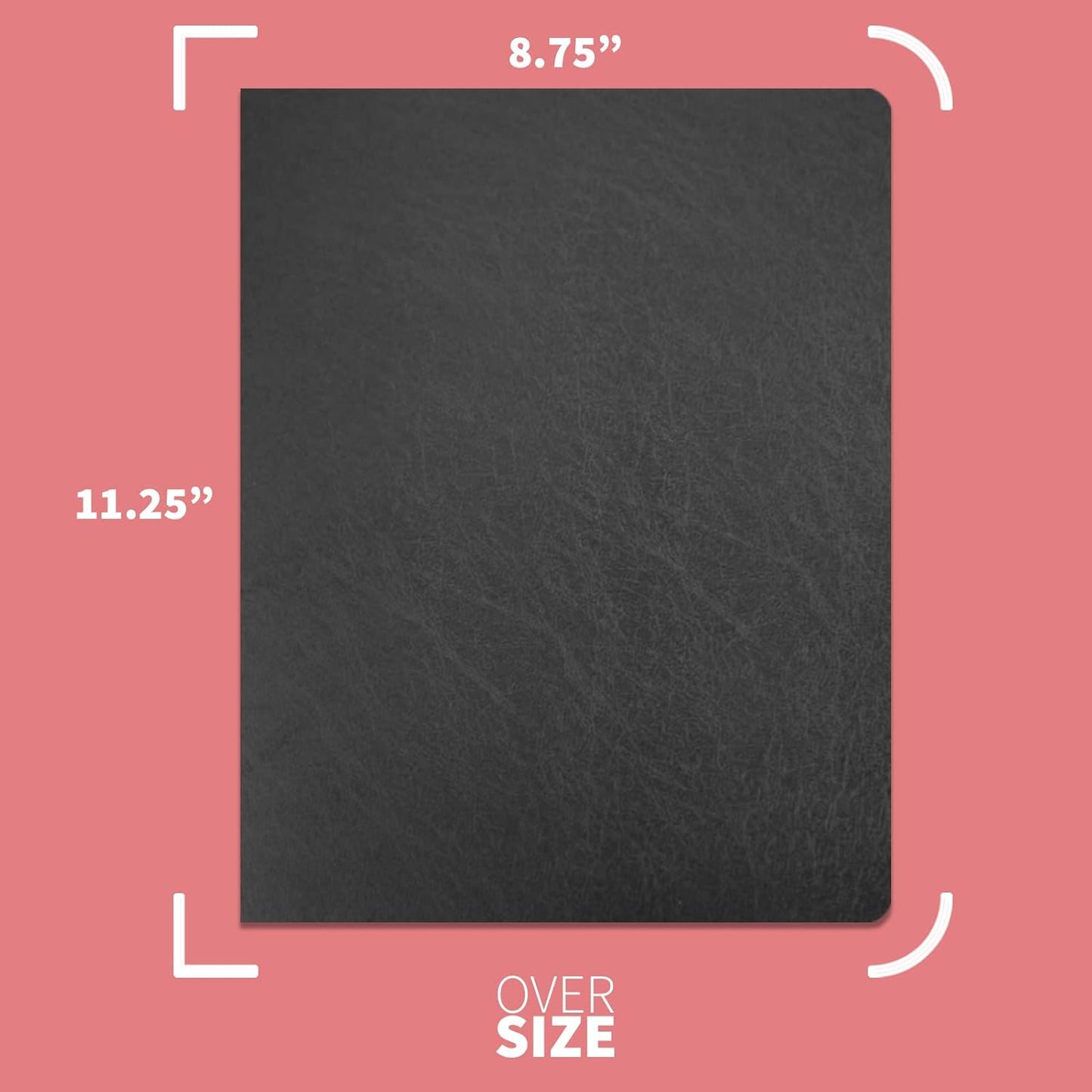 Binditek 50 Pack 16 Mil Leather-Textured Heavyduty Polycovers, Oversize Plastic Binding Presentation Backs, with 2 Round Corners, 8-3/4 x 11-1/4", Black, Office School Supplies