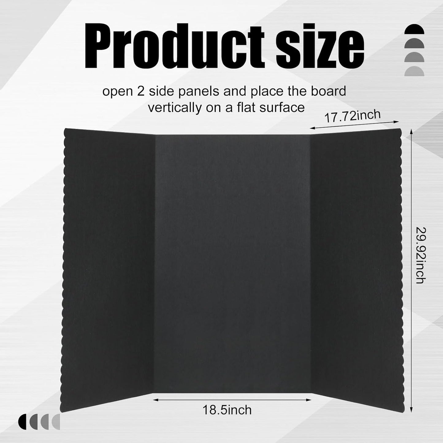 Paterr Trifold Poster Board with Storage Bag, Hook and Loop Fabric, Foldable 3 Panel Presentation Board for Science Fair and Exhibitions (Black,54 x 30 Inch)