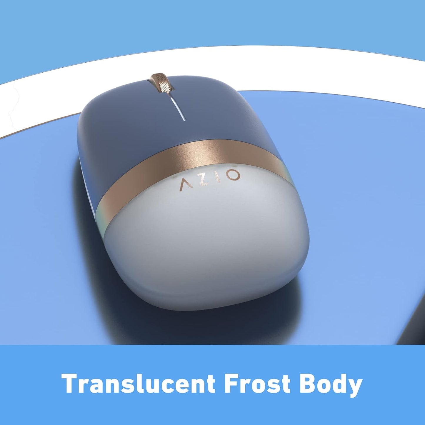 Azio IZO Wireless Optical Mouse - Bluetooth 3.0 & 5.0/2.4G RF-USB, Ambidextrous Design, PixArt PAW3212 Sensor, 1000/1600/2400 DPI, Rechargeable, PC & Mac