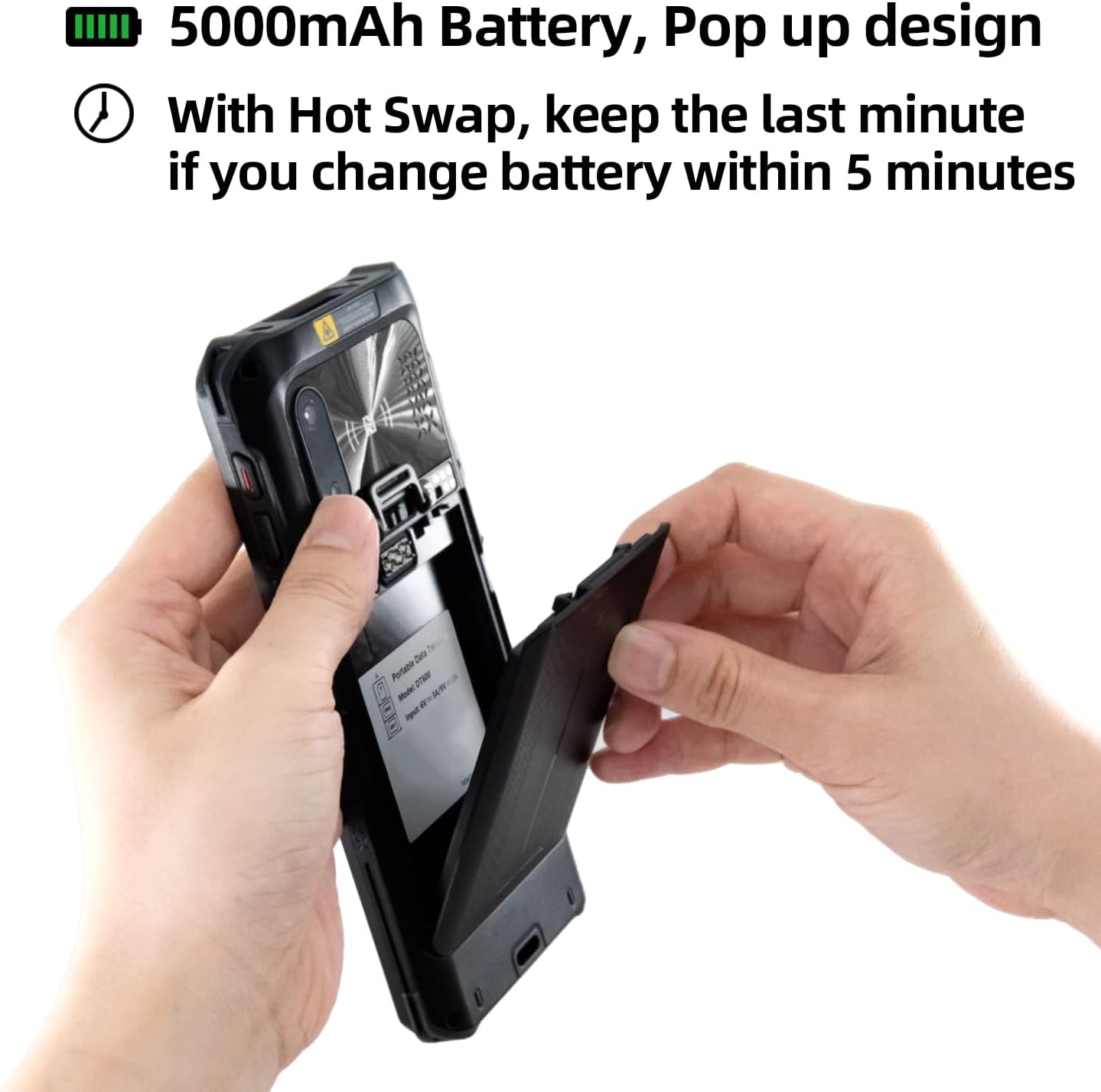 Android 11 with 6” Screen Barcode Scanner Handheld Mobile Terminal with Honeywell N6703 Laser Scanner,1D 2D Barcode Data Capture, Hot Swap, for Delivery Warehouse Retails Inventory System