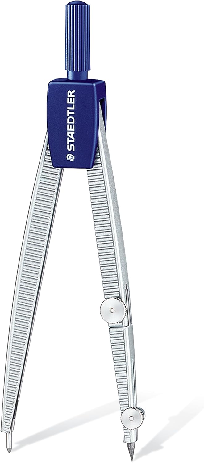 STAEDTLER Advanced Student Compass 2 Piece Set - Metal Compass with Quick-Set Center Wheel, Universal Adapter & Spare Lead, Draws Circles up to 10.25"