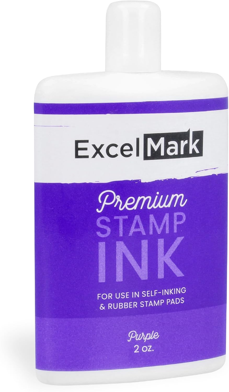 ExcelMark Self Inking Stamp Refill Ink - 2 oz. - Purple Ink