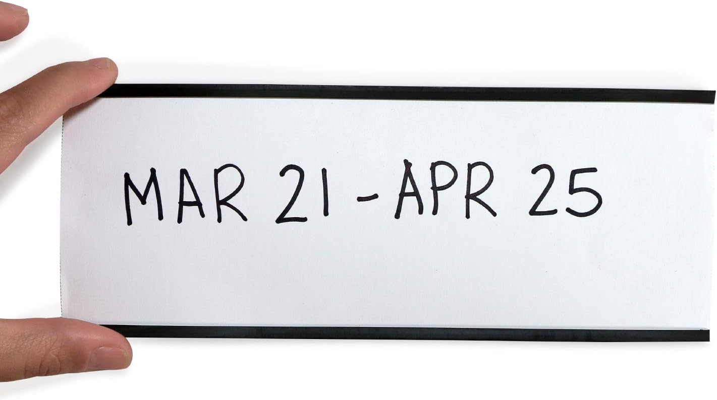 SmartSign (Pack of 25) 3 x 8 inch Flexible 'C' Channel Shelf Label Holders with Inserts, 62.5 mil Magnetic Material, Black, Made in USA