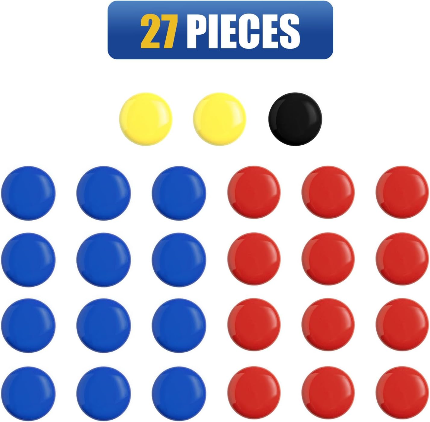 27-Piece Soccer Magnets - 2 Team Sport Goal Player Magnets for Magnetic Clipboard Coach Board, Compatible with Magnetic Whiteboard & Coach Board