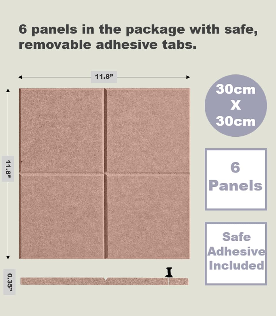 Cork Board 24 x36 Alternative - 6 Pack Felt Wall Tiles with Safe Removable Adhesive Tabs, Cork Boards for Walls Cork Board for Home Office Pin Board Tack Board - Terracotta