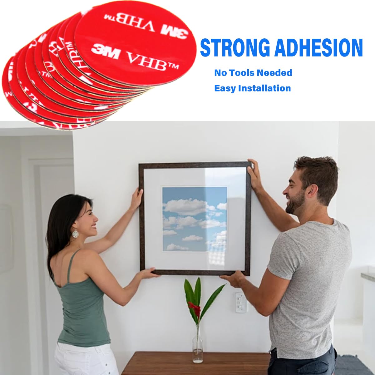 3M VHB Double Sided Mounting Gel Pads,40PCS 2'' Diameter, Waterproof, Heat-Resistant Sticky Heavy Duty Mounting Tape for Home Decoration, Car Use, Include 4 Replacement Sticky Pads (2in * 2in Circles)