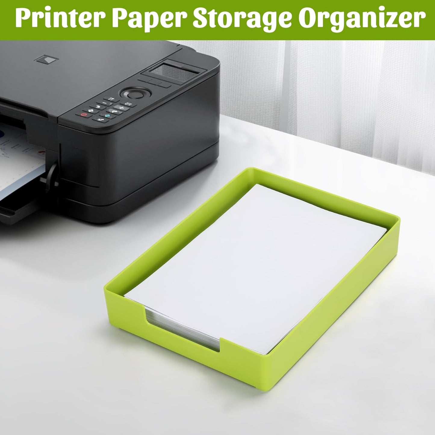 Letter-Size Tray Desk Letter Tray Paper Tray, Sturdy Heavy-Duty Plastic Printer Paper Tray, Single-Tier Stackable File Storage Organizer for Office Home (1, Green)