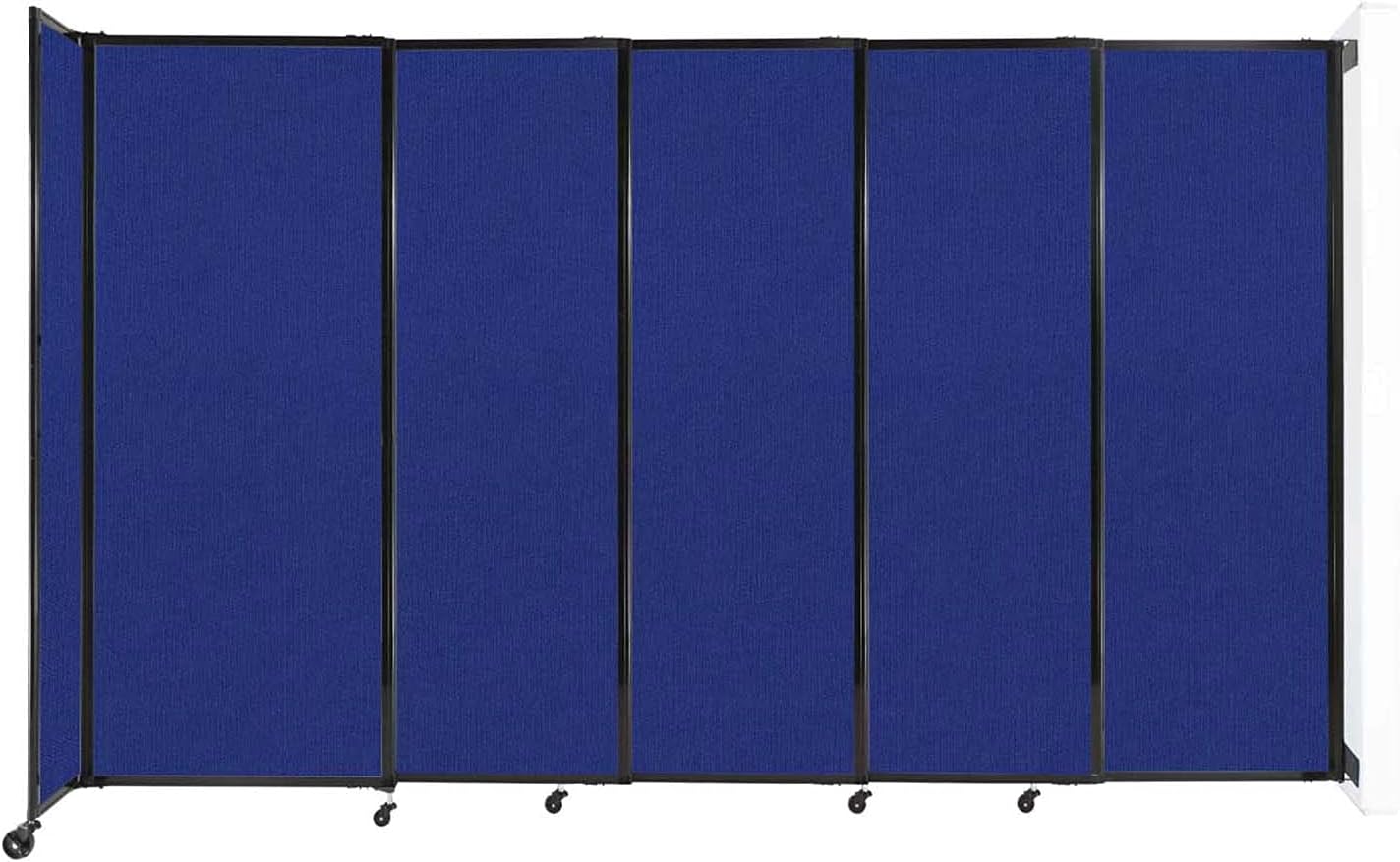 Wall-Mounted Sliding StraightWall Room Divider | Adjustable Widths | Locking Wheels | Room Separator | Up to 11'3" Wide x 6'10" Tall Royal Blue Fabric Panels