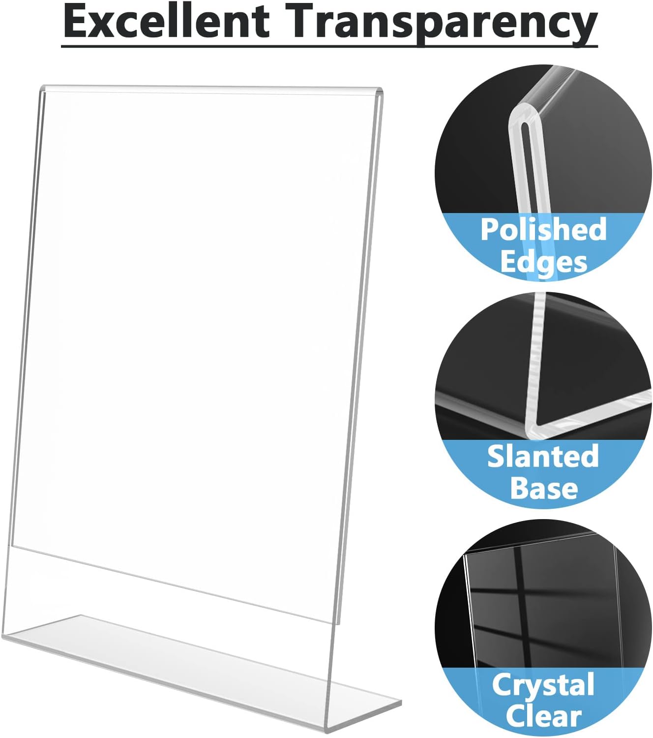 MaxGear Acrylic Sign Holder 8.5 x 11 Inches, Clear Sign Holders Plastic Display Stand Slant Back Countertop Display Picture Frames for Menus, Flyer, Use In Office, Store, 24 Pack