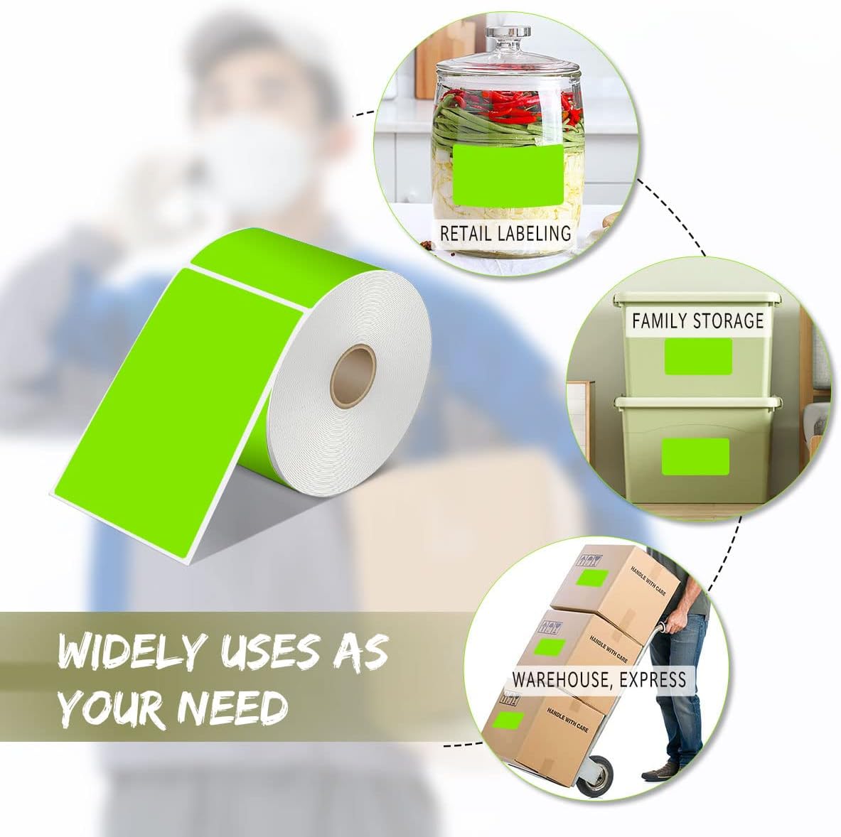 PARLAIM 3 X 5 Inch Rectangle Adhesive Color Coding Stickers,Square Colorful Inventory Stickers -250 Per Dispenser Box