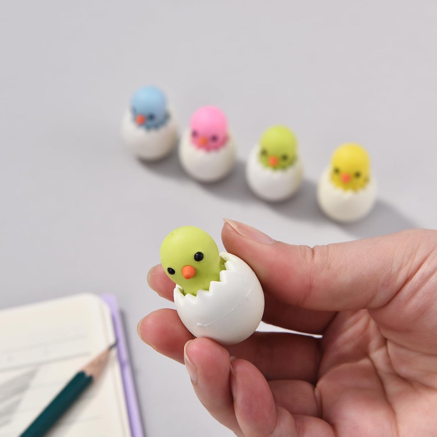 16 Pack Chick Erasers for Kids, 3D Animal Eraser for Boys and Girls, Fun Take Apart Erasers for School Supplies Prize Gifts Party Favors
