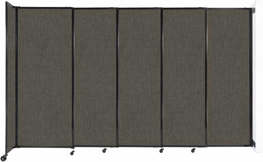 Wall-Mounted Sliding StraightWall Room Divider | Adjustable Widths | Locking Wheels | Room Separator | Up to 11'3" Wide x 6'10" Tall Mocha Fabric Panels