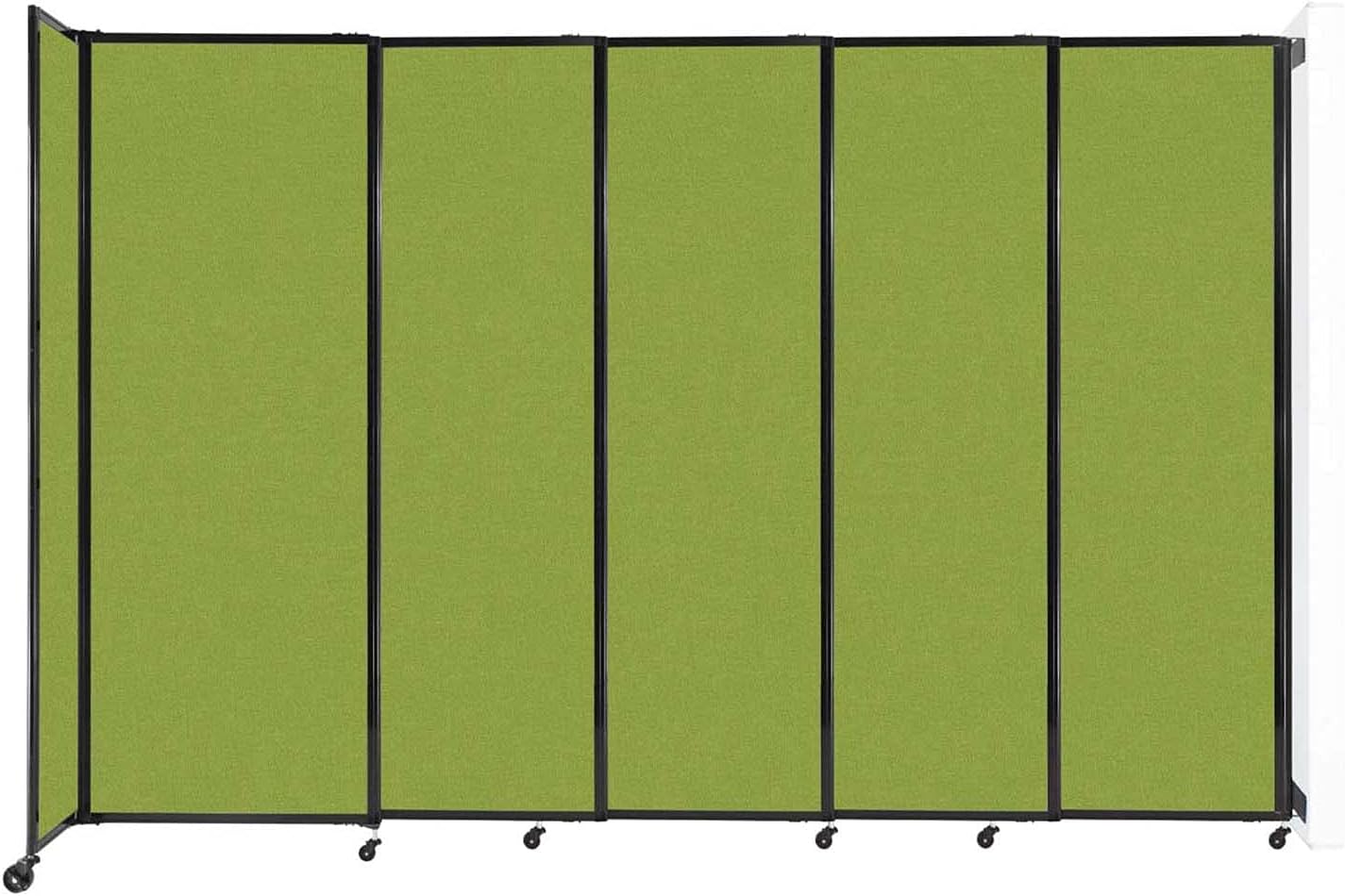 Wall-Mounted Sliding StraightWall Room Divider | Adjustable Widths | Locking Wheels | Room Separator | Up to 11'3" Wide x 7'6" Tall Lime Green Fabric Panels
