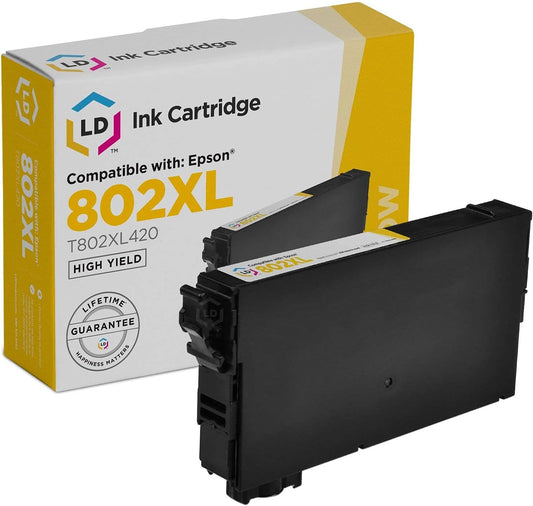 LD Remanufactured Ink Cartridge Replacement for Epson 802XL T802XL420 High Yield (Yellow) Compatible with Epson Workforce Pro WF-4740 WF-4734 WF-4730 WF-4720 WF-4740DWF EC-4020 EC-4030 EC-4040