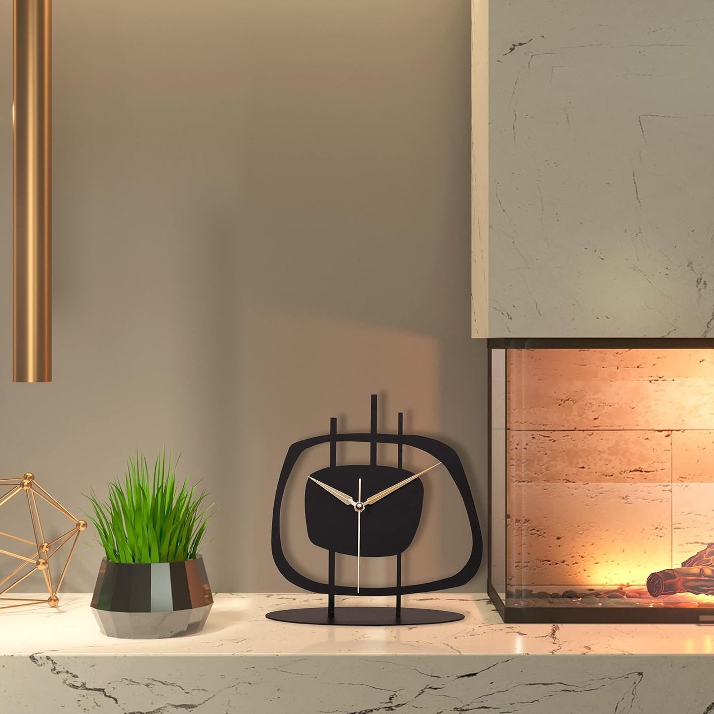 Table Clock for Living Room Office, Bedside, Kitchen | Silent Running Night Shelf Analog Desk Clock with 8 x 9 inch Size | Decorative Table Clocks