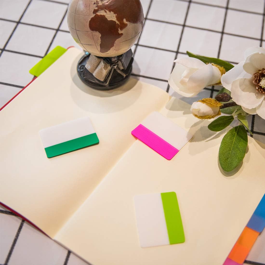 KICNIC 480 Pieces Sticky Tabs 2 Inch Index Tabs, Colored Page Markers Repositionable Tags Reading Tabs Self Adhesive Tape Flags for Books, Binders, Notebook and File Folders, [24 Sets 12 Colors]