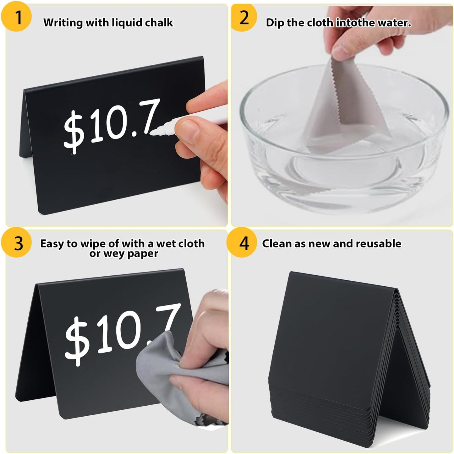 4"x3" Mini Chalkboard Signs Food Labels for Party Buffet Food, 12 Pcs Food Signs Tags for Display, Reusable Tabletop Small Message Chalk Board Signs for Tables Place Cards Wedding Bakery Birthday