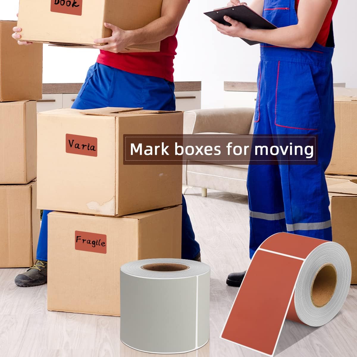 PARLAIM 3" x 5" Rectangle Adhesive Color Code Stickers,250 per Dispenser Box Roll Square Label Inventory Stickers Tan