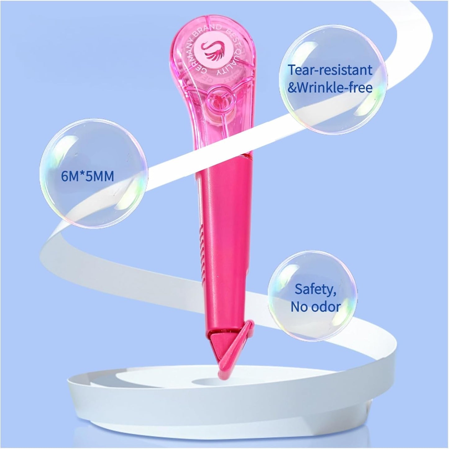 Correction Tape Pen, 10-Count Pack, 19.69ft Each, Dry Instantly, Stretch Resistant, not Easy to Break, as Smooth as Writing, Perfect for School, Office Supplies, Black White Red Yellow Blue