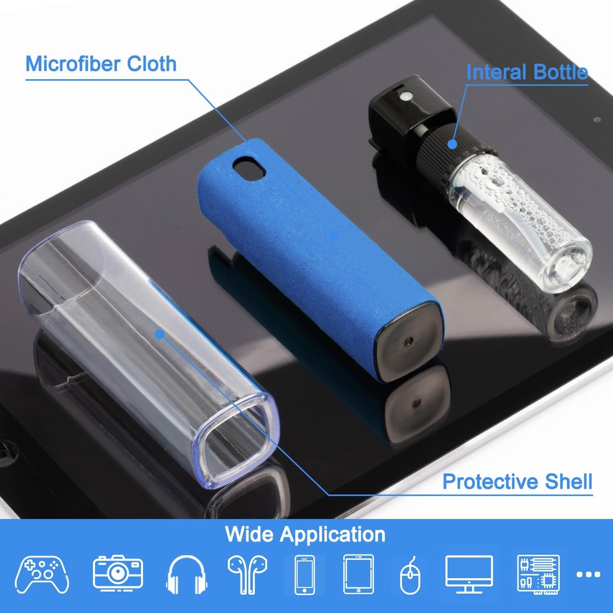 Screen Cleaner Touchscreen Mist Spray, walrfid Cleaning Kit for Electronic Smart Phone TV, Laptop, Tablet, PC, Computer LCD Flat Screens, Eyeglasses, Compatible with iPhone iPad MacBook Pro - DarkBlue