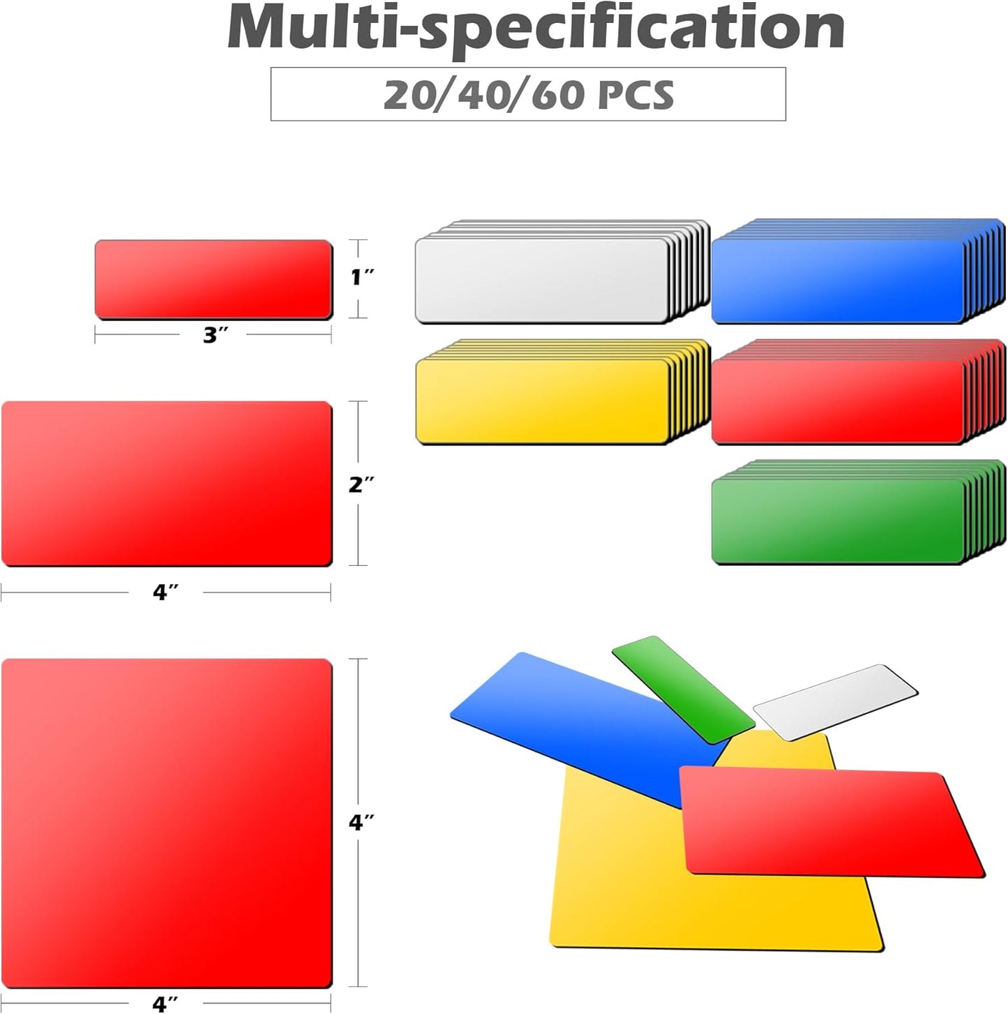 Realth Dry Erase Magnetic Labels Green (2'' × 4'' 40 Pcs),Blank Reusable Magnet Stickers, Magnets for Whiteboard, Washable Magnetic Sheets for Classroom Fridge Office, Name Tags for Teachers Students