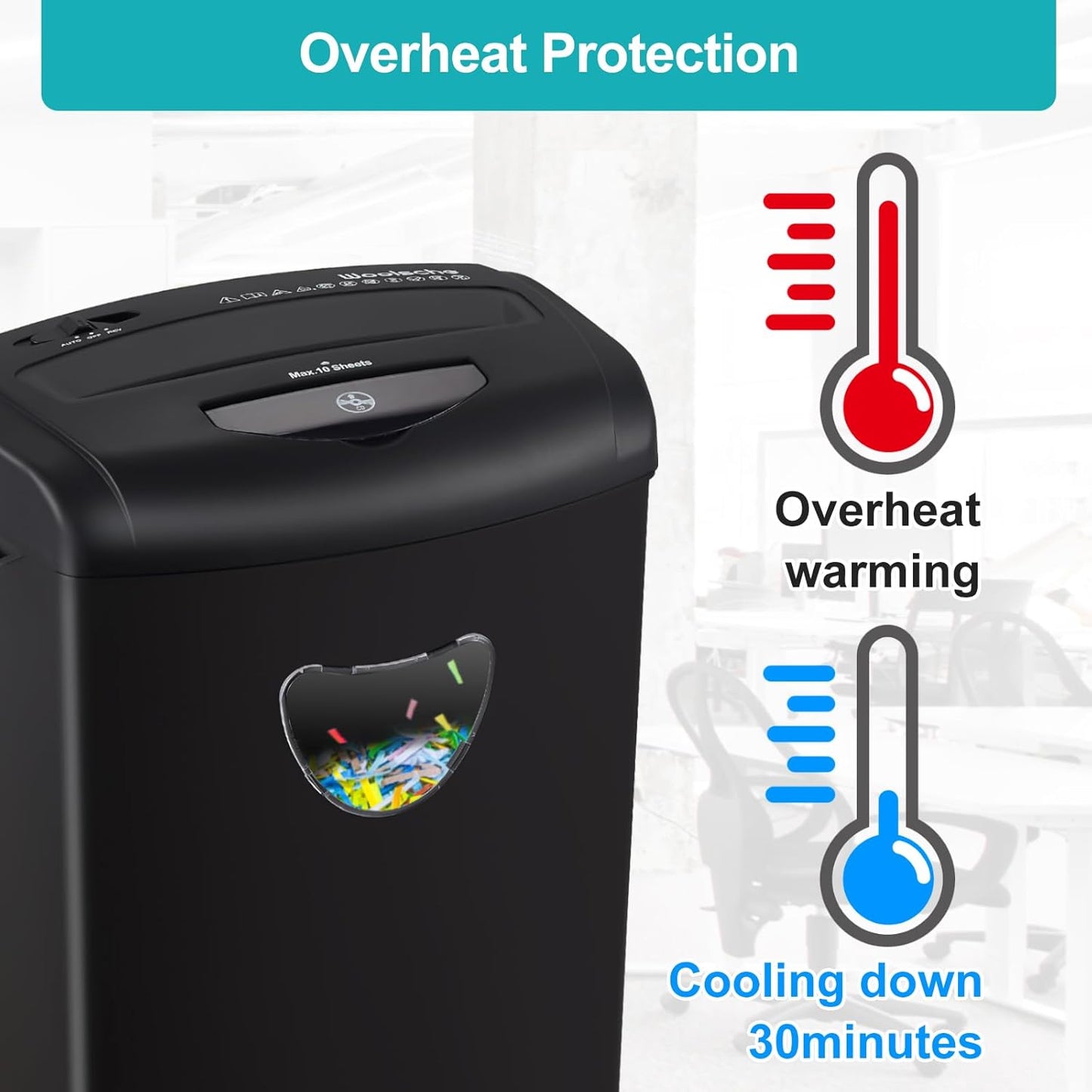 Woolsche 12-Sheet Cross Cut Paper Shredder with Large 5.55-Gallon Basket - P-4 Security, 3-Mode Shred for Cards/CDs/Staples/Clips - Jam Proof System for Office (ETL Certified)