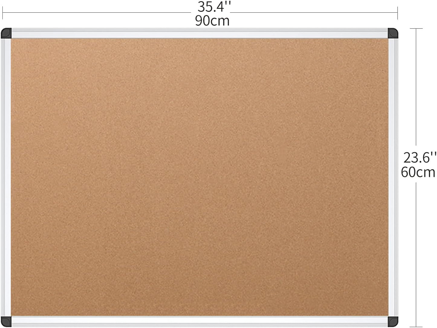 VIZ-PRO Cork Notice Board, 36 X 24 Inches, Silver Aluminium Frame