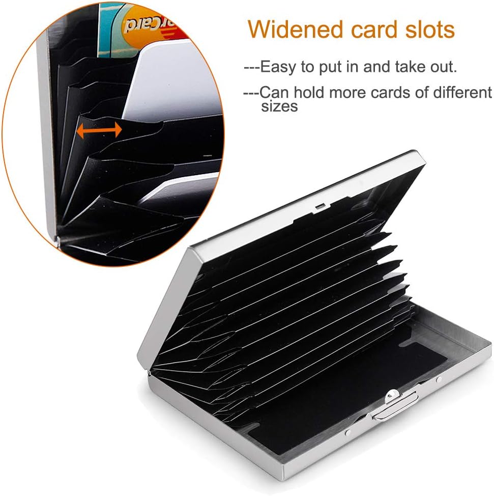 EASTNIGHTS RFID Credit Card Holder Protector Metal Credit Card Wallet Business Card Holder for Men Women Gift Box Package (Silver)