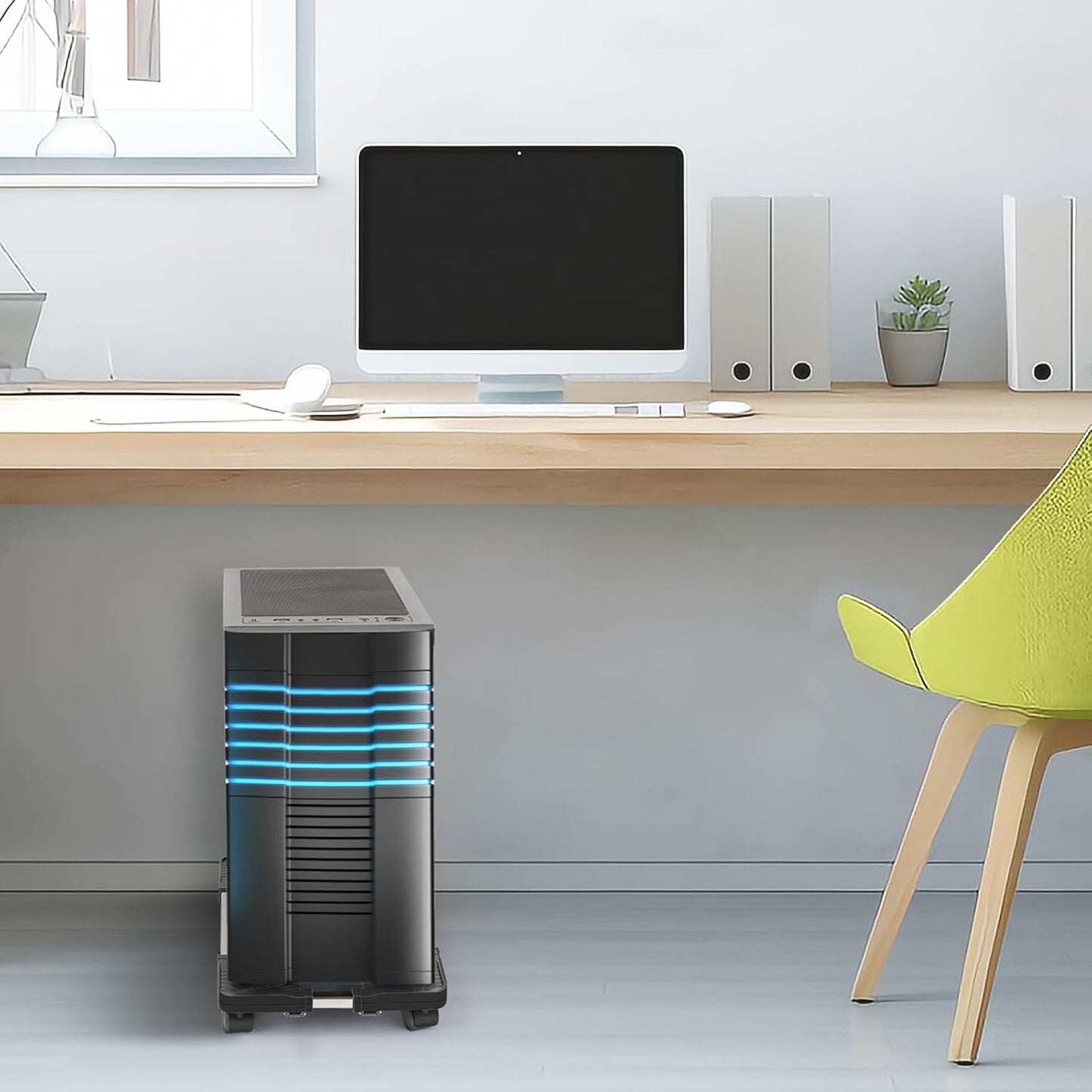 Liitrton Mobile CPU Stand Adjustable Computer Tower Stand with 4 Caster Wheels Fits Most PC (Black)