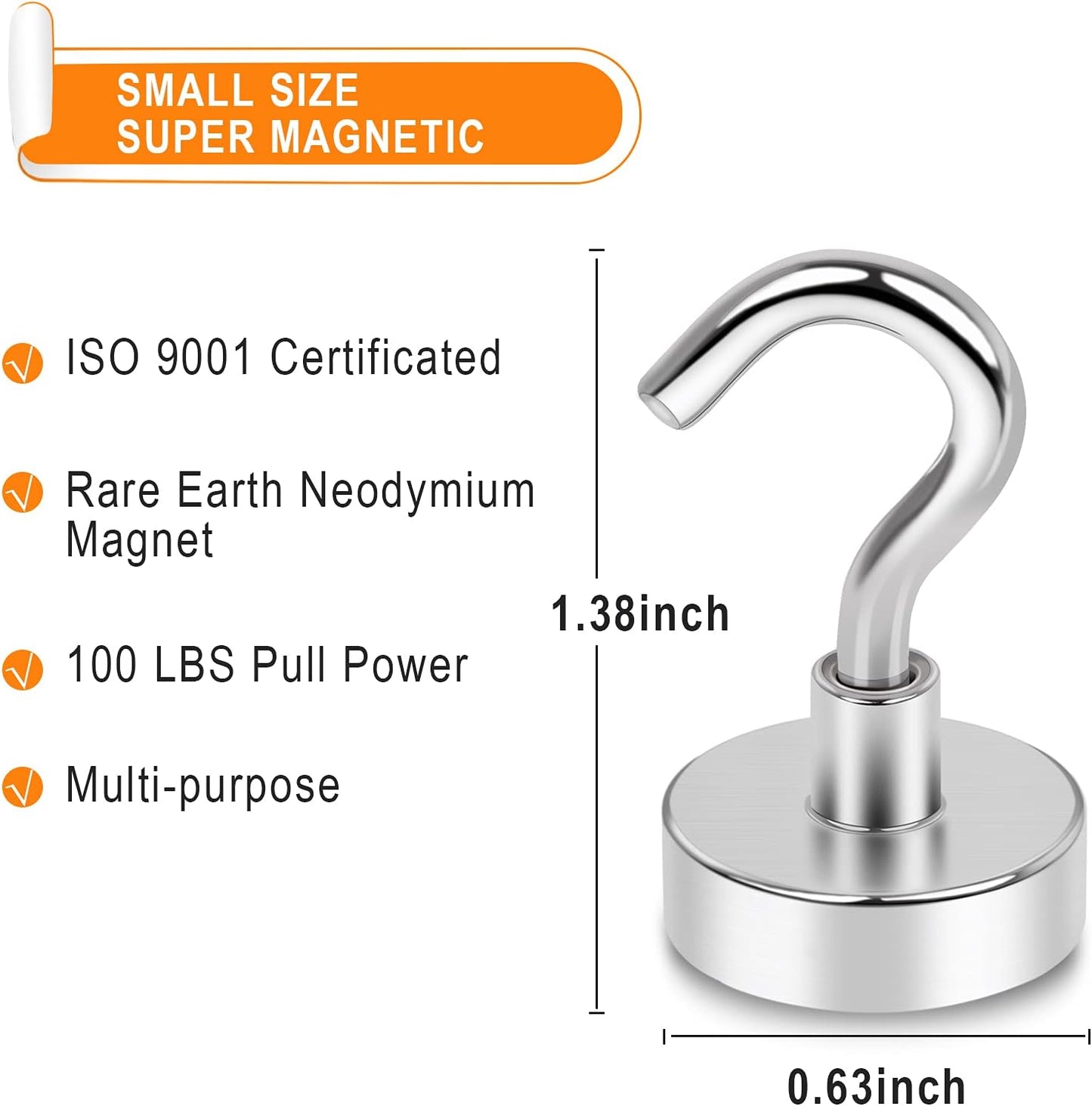 MIKEDE Magnetic Hooks Heavy Duty, 28LB Strong Rare Earth Neodymium Magnets with for Hanging, Hanger Cruise Kitchen, Home, Workplace, Office and Garage, 75 Pack