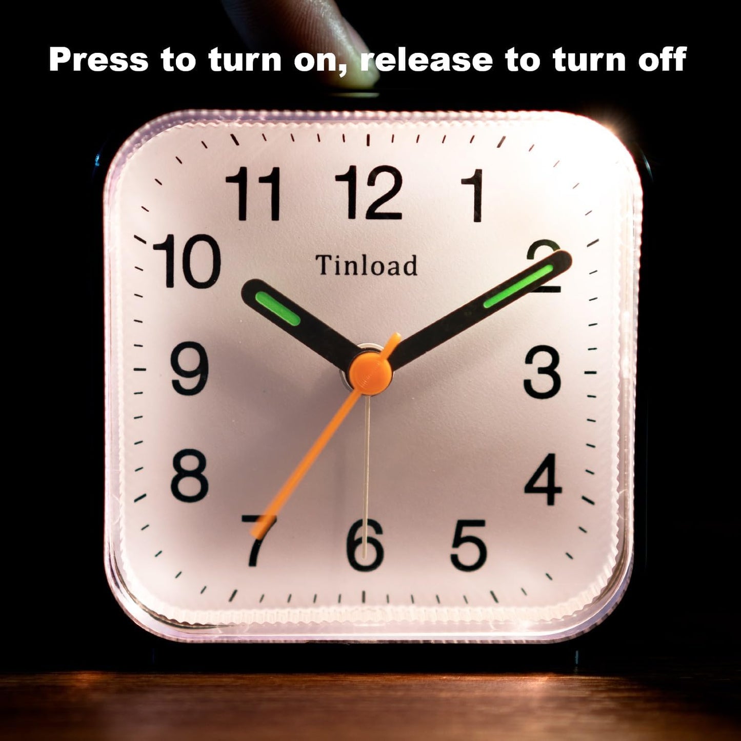 Small Battery Operated Analog Travel Alarm Clock Silent Non Ticking,Gentle Wake, Ascending Beep Sounds, Snooze,Lighted on Demand,Easy Set