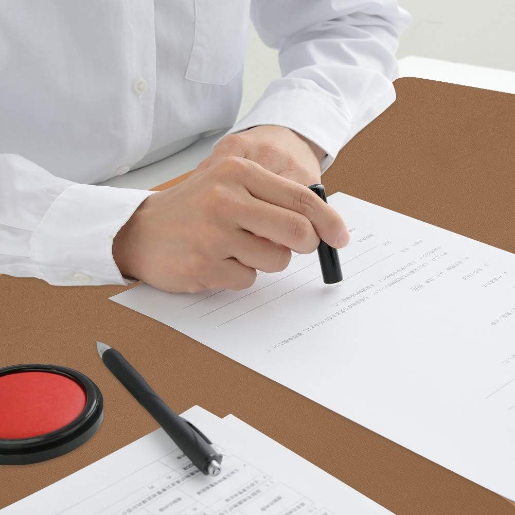 KINGFOM Desk Pad Office Desktop Protecter, PU Leather Desk Mat Blotters Organizer with Comfortable Writing Surface (35.4" x 16.9", Brown)