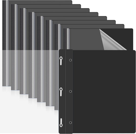 Teling 48 Pcs Clear Front Report Covers with Prongs Plastic Presentation Folders 3 Prong Resume Portfolio Folder for School(Black)
