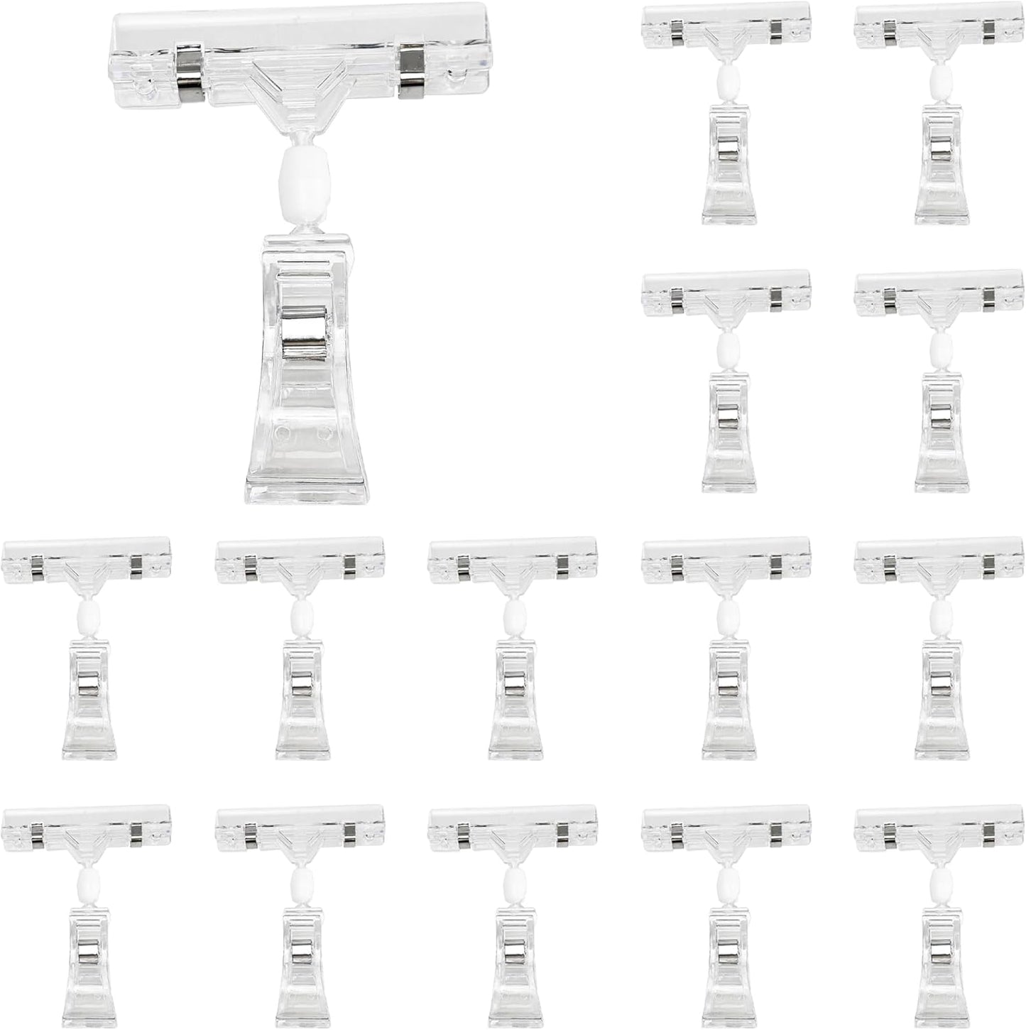15PCS Plastic Sign Holder Clips, Rotatable Price Signs Double Display Clips, Retail Cards Clips for Merchandise/Retailers