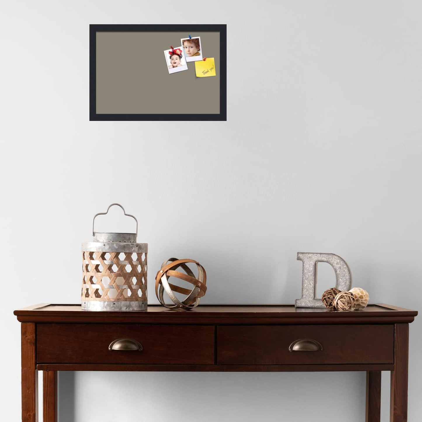 PinPix 18x12 Inch Cork Bulletin Board. This Decorative Framed Pin Board Comes with Pewter Design and a Satin Black Frame. Ideal for Home Office Decor or Message Board (PinPix-1812)