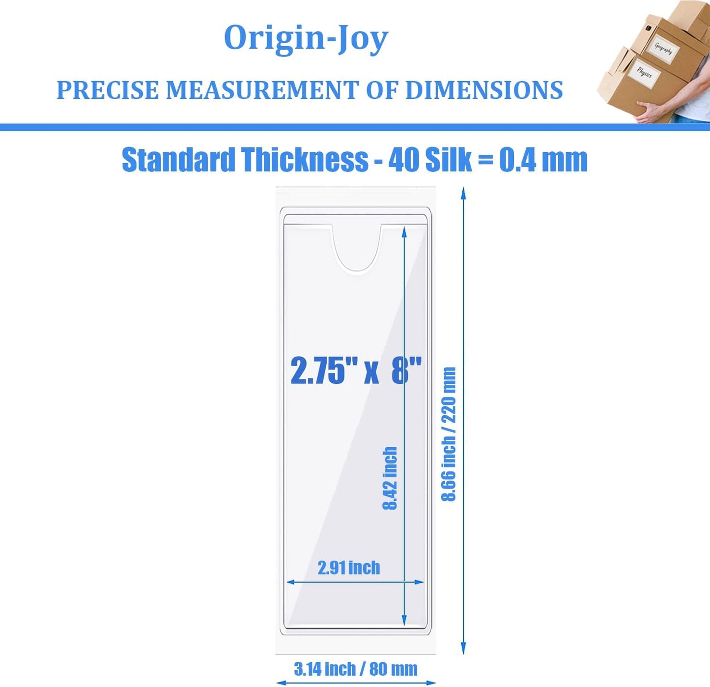 Origin-Joy 25 PCS Self-Adhesive Index Label Pockets, Clear Plastic Peel & Stick Card Holders with Top Open for Loading (2.75 x 8 inch)