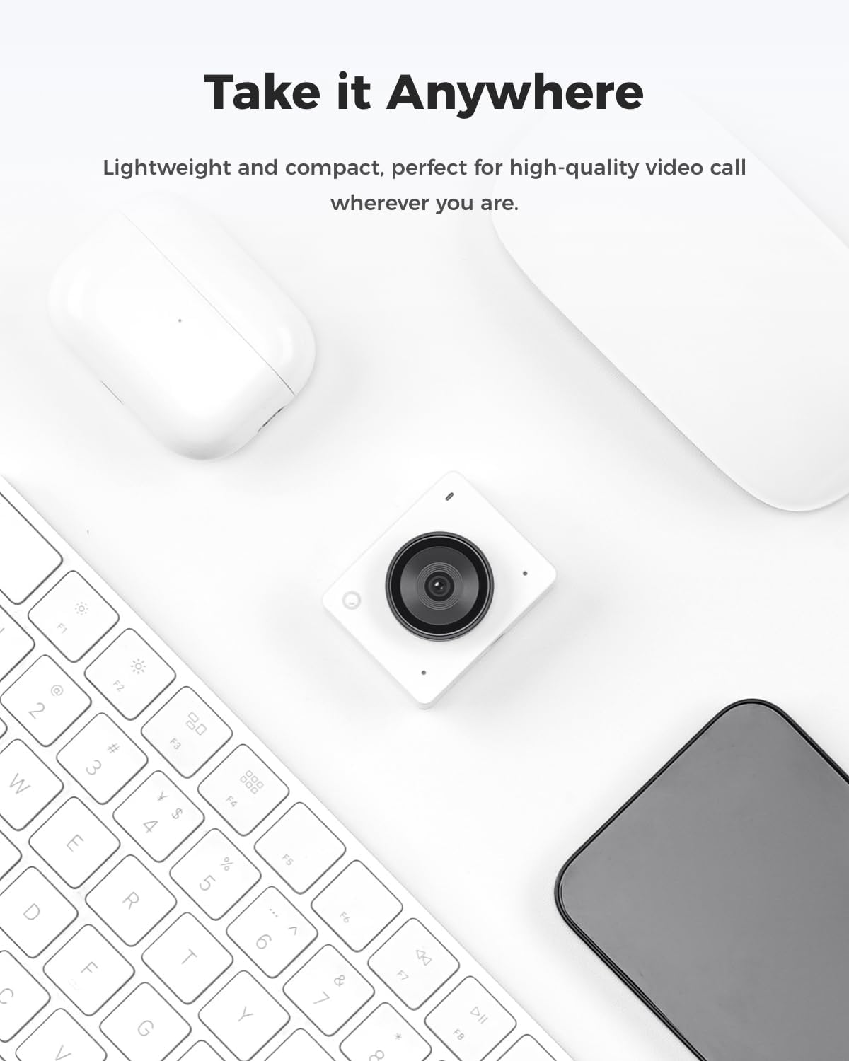 OBSBOT Meet 2-4K Webcam for PC with 1/2" Sensor, AI Framing & Autofocus, Beauty Mode, Lightweight, Gesture Control, HDR, Dual Microphone, 60 FPS, Web Cam for Streaming, Meeting, Gaming. (Cloud White)