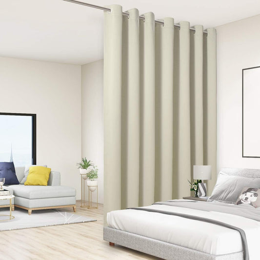 BONZER Room Divider Blackout Curtain Wide Room Darkening Total Privacy Wall Noise Reducing for Bedroom, 84L x 108W Inch (7L x 9W ft), 1 Panel, Cream