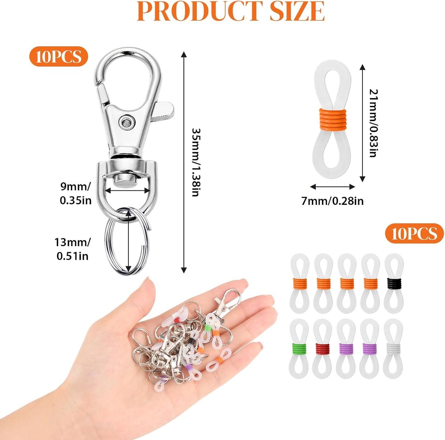 Pen Holder for Lanyard, Retractable Badge Reel Accessories, Colorful Silicone Clips with Lobster Clasps, Mini Pen Clips for Badge Mini Sharpie, Nurse Teacher Student for Daily Use (10 Pack)