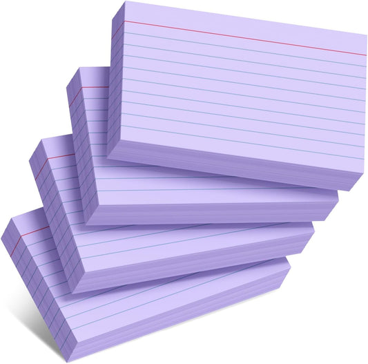 Purple Index Cards 3x5 Inch - 200 Pack, Ruled Index Flash Cards for Studying, 180GSM Purple Note Cards 3x5 Lined Index Cards, Flashcards 3 x 5 Notecards Lined College Ruled Study Card for Offices
