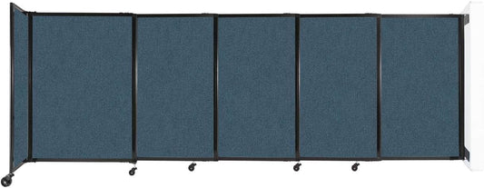 Wall-Mounted Sliding StraightWall Room Divider | Adjustable Widths | Locking Wheels | Room Separator | Up to 11'3" Wide x 4' Tall Caribbean Fabric Panels