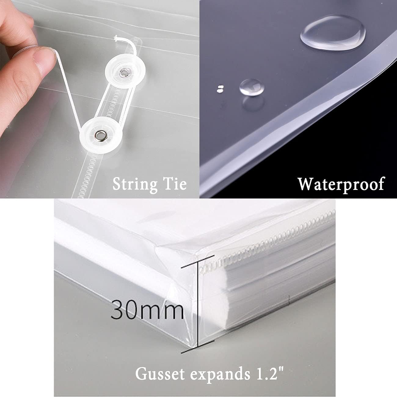 Letter Size Clear Poly Envelopes with String Closure 20 Pack, EGOSKY Plastic Envelope Folders with Top Opening