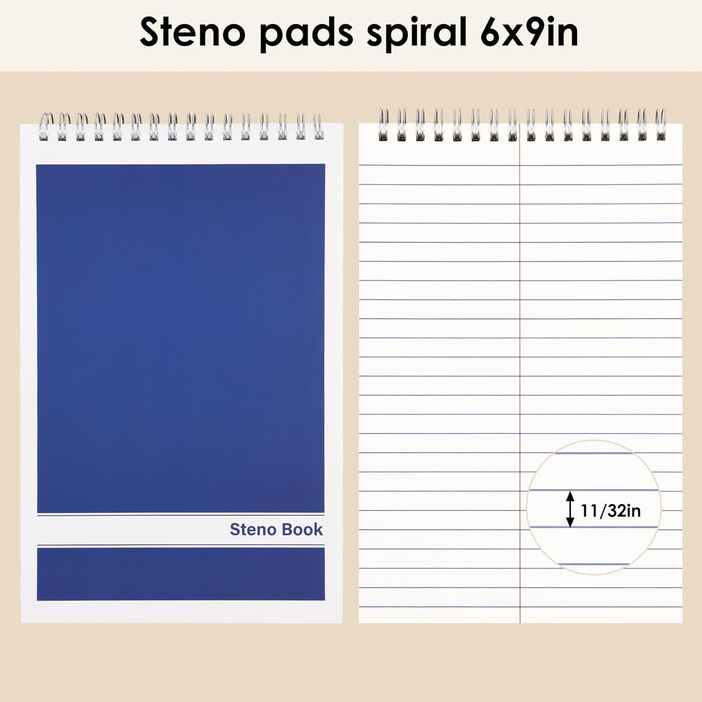 LABUK Steno Pads 6x9in10 Pack, Top Spiral Steno Notebooks, 80 Sheets Note Pads Assorted Color Gregg Rule for School, University, College, Work, Office